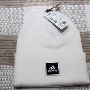 Unisex Wide Cuff Fold Beanie White/black